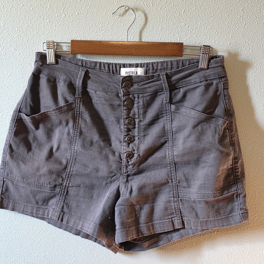 Pistola Gray Button-Up Women Shorts